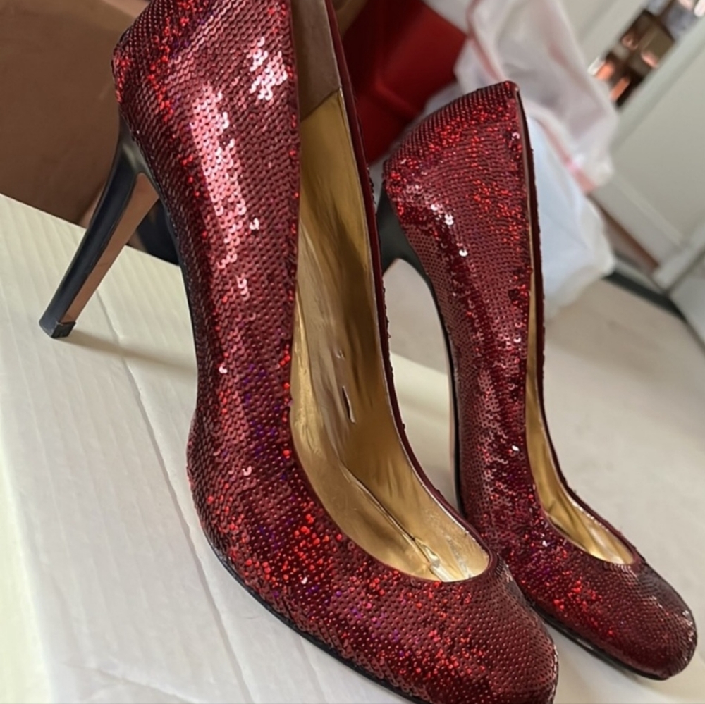 Ruby Red Sequin Heels